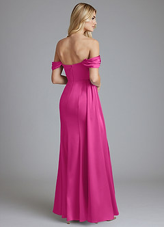 Azazie Amyra Bridesmaid Dresses Fuchsia Mermaid Off the Shoulder Stretch Satin Convertible Dress image2