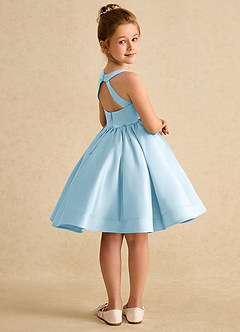 Azazie Julietta Flower Girl Dresses Sky Blue Ball-Gown Convertible Tulle Dress image8