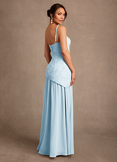 Azazie Flossie 신부의 어머니 드레스 A라인 주름진 쉬폰 플로어 길이 드레스 image5