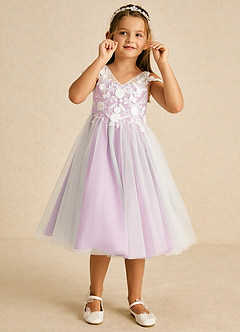 Azazie Sunnie Flower Girl Dresses Candy Pink A-Line Lace Tulle Dress image2