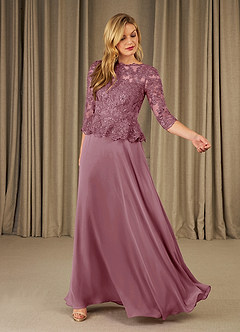 Azazie Averie Mother of the Bride Dresses Vintage Mauve A-Line Boatneck Sequins Chiffon Dress image2