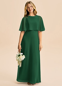 Azazie Maris Junior Abito A-Line in Chiffon Verde Scuro image5