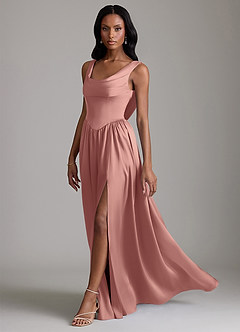 Azazie Novi Bridesmaid Dresses Rosette A-Line with Pockets Stretch Satin Dress image6