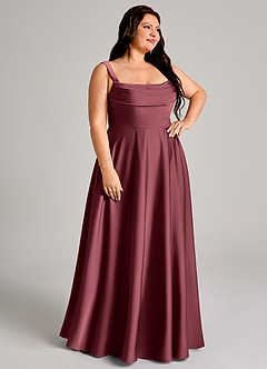 Azazie Shaude Brautjungfernkleider A-Linie Plissee Stretch-Satin Kleid Merlot image10