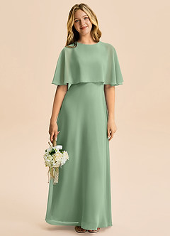 Azazie Maris Junior Abito A-Line in Chiffon Matcha image5