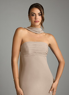 Azazie Saylor Bridesmaid Dresses Taupe Mermaid Strapless Chiffon Dress image6