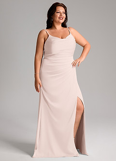 Azazie Deandra Bridesmaid Dresses Blushing Pink Mermaid Pleated Stretch Satin Dress image10