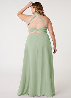 Azazie Clarice Bridesmaid Dresses Dusty Sage A-Line Halter Chiffon Dress image2