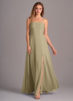 Azazie Carolyn Bridesmaid Dresses Moss Green A-Line Pleated Chiffon Dress image4