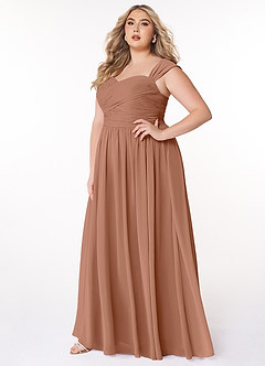 Azazie Zapheira Bridesmaid Dresses Bronzer A-Line Ruched Chiffon Dress image7