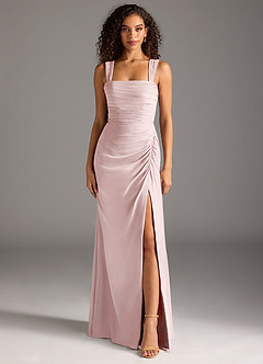 Azazie Jesaphine Abiti da Damigella Abito Tubino in Chiffon Fiocco Rosa Rossore image5