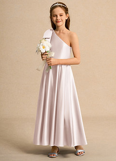 Azazie Guppy Junior Formal Flower Girl Klänningar Klä A-Line i Matt satäng Ena axeln image5