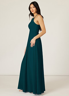 Azazie Sarah Bridesmaid Dresses Pine Empire Pleated Chiffon Dress image3