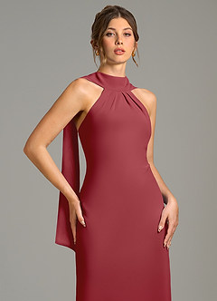 Azazie Cassiana Bridesmaid Dresses Pomegranate Mermaid Pleated Chiffon Dress image7