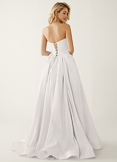 Emmanuelle Kość Słoniowa Suknia balowa z satynowego szyfonu z falbankami w kształcie litery A image2