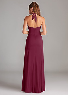 Azazie Elliana Bridesmaid Dresses Mulberry A-Line Side Slit Stretch Satin Dress image6