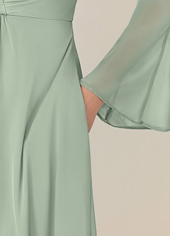 Azazie Teraso Klänningar till brudens mor Klä A-Line i Maska Plisserad Dusty Sage image8