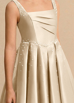 Azazie Jello vestidos de niña de las flores Vestido de Champán de Satin Mate de Princesa con Plisado image5