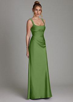 Azazie Agustina Robes de demoiselle d'honneur Robe Sirène en Satin extensible Corset Basilic image4