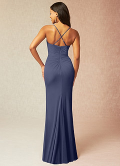 Azazie Latoya Bridesmaid Dresses Stormy Mermaid Pleated Mesh Dress image2