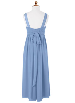 Azazie Kora Steel Blue A-Line Pleated Chiffon Dress image6
