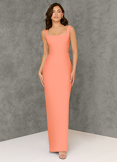 Azazie Flori Bridesmaid Dresses Sunset Sheath Square Neckline Chiffon Dress image1