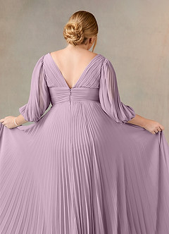 Azazie Zahara Kleider für die Brautmutter A-Linie V-Hals Gefaltet Chiffon Kleid Blauregen image12