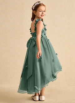 Azazie Tweety Flower Girl Dresses Eucalyptus A-Line Lace Tulle Dress image6