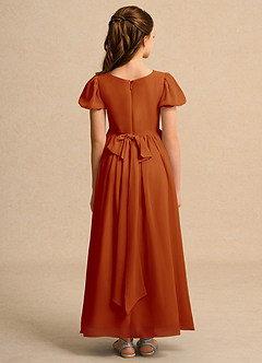 Azazie Joss Flower Girl Dresses Paprika A-Line with Sleeves Chiffon Dress image10