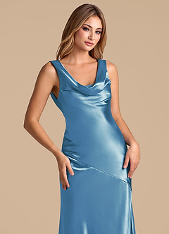 Azazie Rylina 신부 들러리 드레스 인어 메탈릭 새틴 바닥 길이 드레스 image7