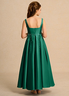 Azazie Mochi Girl vestidos de niña de las flores Vestido de Esmeralda de Satin Mate de Princesa con Plisado image2