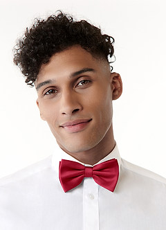 front Matching Matte Satin Pre-Tied Bow Tie & Suspenders Set