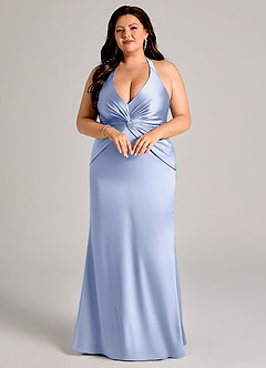 Azazie Valerie Jurken voor bruidsmeisjes Jurk van Stretch Satijn met Zeemeermin Geplooid Ijs image9