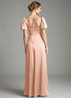 Azazie Fyona Bridesmaid Dresses Rose Gold A-Line Pleated Stretch Satin Dress image7