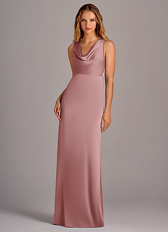 Azazie Wrenlee Bridesmaid Dresses Dusty Rose A-Line Stretch Satin Dress image1