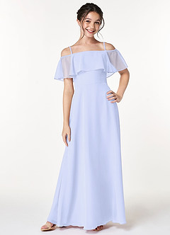 Azazie Maggie Junior Lavender A-Line Off the Shoulder Chiffon Dress image3