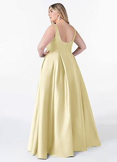 Azazie Neve Abiti da Damigella Abito Principessa in Raso Elasticizzato Con Tasche Sorbetto Al Limone image8