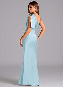 Azazie Yuanna Jurken voor bruidsmeisjes Jurk van Stretch Satijn met Zeemeermin One-Shoulder Hemelsblauw image6