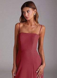 Azazie Wren 신부 들러리 드레스 A라인 스트랩리스 쉬폰 티 길이 드레스 image6