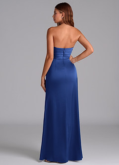 Azazie Claudelle Jurken voor bruidsmeisjes Jurk van Stretch Satijn met Zeemeermin Strapless Koningsblauw image7