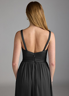Azazie Chanel Brautjungfernkleider A-Linie Plissee Stretch-Satin Kleid Schwarz image4