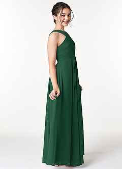 Azazie Kaleigh Junior Dark Green A-Line Pleated Chiffon Dress image5