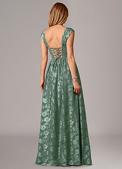 Azazie Hazel Jurken voor bruidsmeisjes Jurk van Bloemen Burn-out met A-Lijn Korset Eucalyptus image5