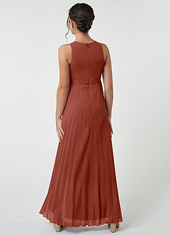 Azazie Lindie Junior Auburn A-Line Pleated Chiffon Dress image3