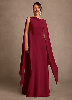 Azazie Liddie Mother of the Bride Dresses Burgundy A-Line Pleated Chiffon Dress image1