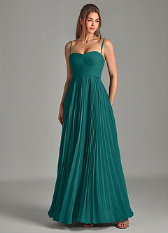Azazie Chiana Final Sale Peacock A-Line Strapless Chiffon Dress image2