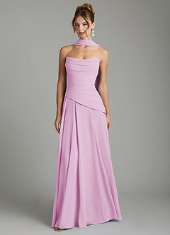 Azazie Gabriela Bridesmaid Dresses Candy Pink A-Line Corset Chiffon Dress image1