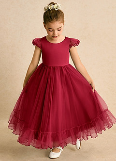 Azazie Phebs vestidos de niña de las flores Vestido de Escarlata de Tul de Corte En A image7