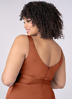 Barbie ♥ Azazie Final Sale Barbie Pink A-Line Bow Stretch Satin Dress image10