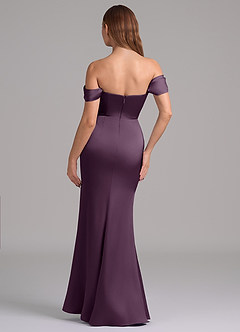 Azazie Miley Venta Final Vestido de Ciruela de Satén Elástico de Corte Sirena Convertible con Vestidos sin tirantes image7